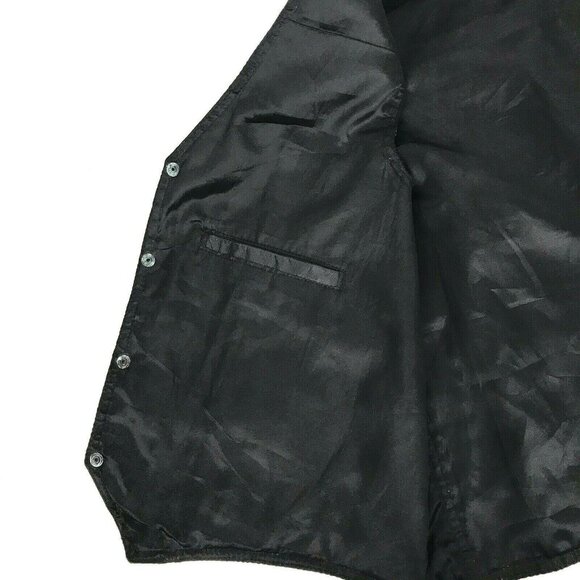 Vtg LC Leather Club Black Leather Vest Snap Front Western Motorcycle Biker Sz 54 - Picture 5 of 11